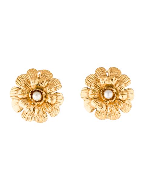 chanel diamond flower earring|chanel camellia hoop earrings.